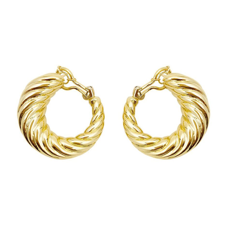 Boucles d'oreilles Créoles en or jaune torsadé - Castafiore
