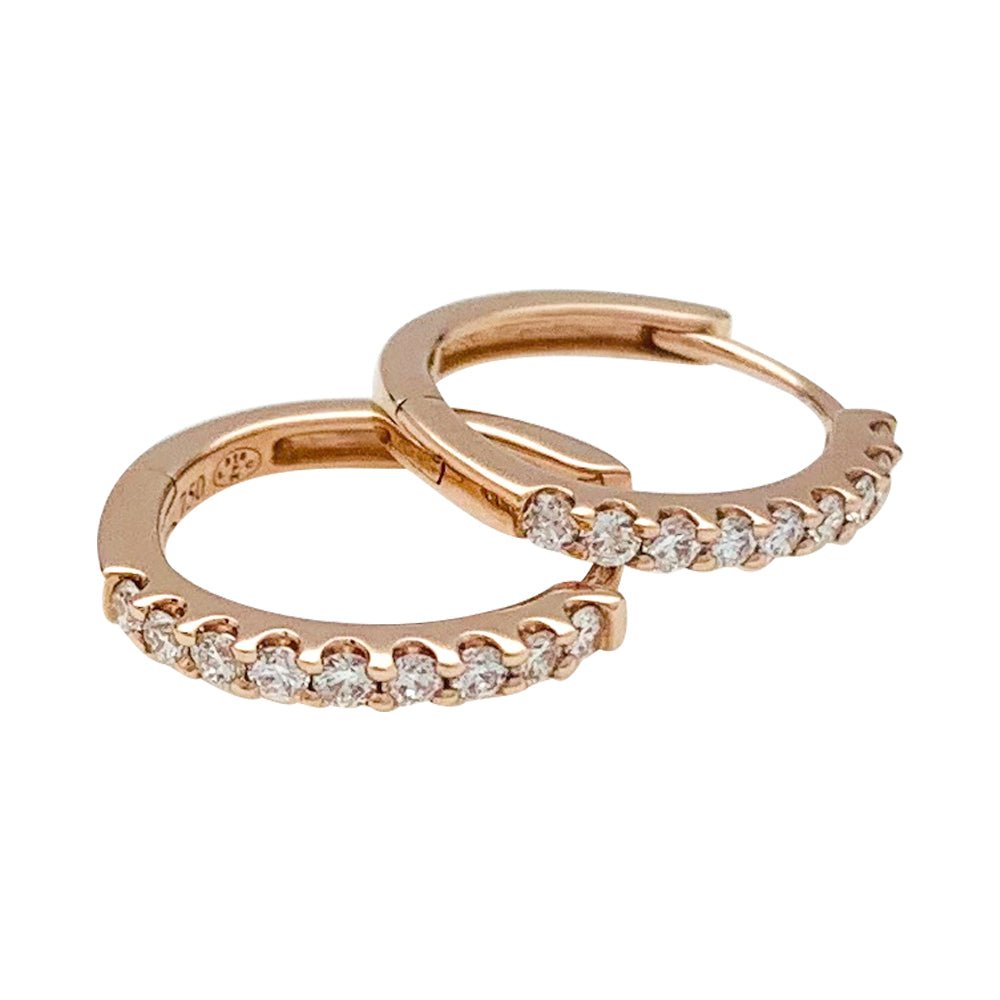 Boucles d'oreilles créoles en or rose et diamants. - Castafiore