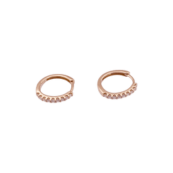 Boucles d'oreilles Créoles en or rose et diamants - Castafiore