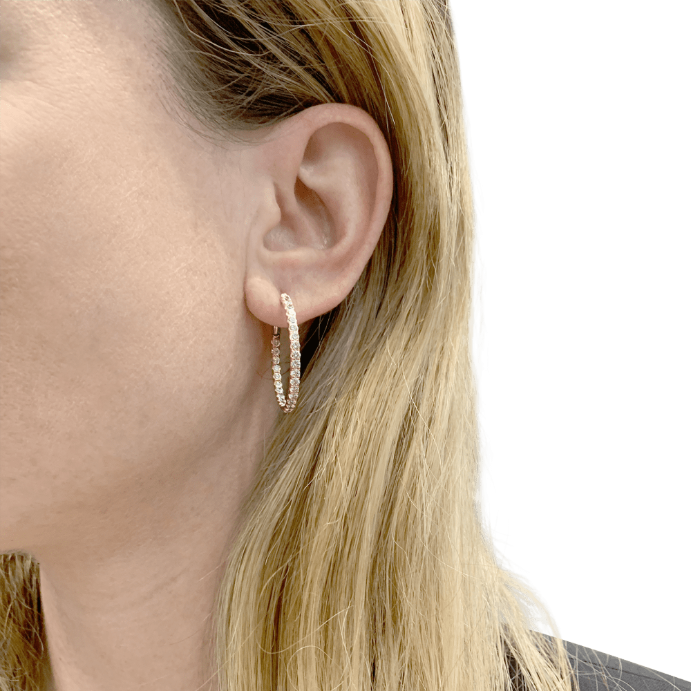 Boucles d'oreilles Créoles en or rose et diamants - Castafiore