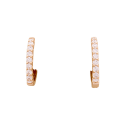 Pair of small creoles in rose gold, diamonds.