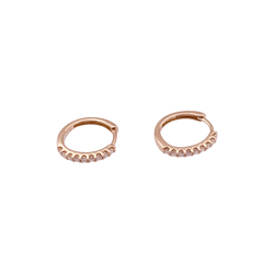 Boucles d'oreilles Créoles en or rose et diamants - Castafiore