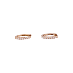 Pair of small creoles in rose gold, diamonds.