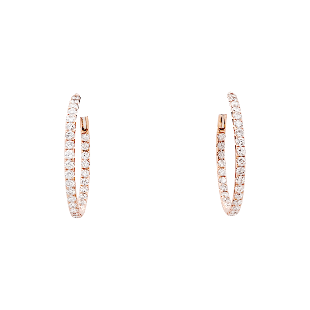 Boucles d'oreilles Créoles en or rose et diamants - Castafiore