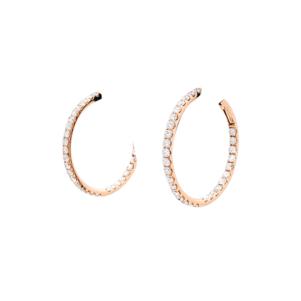 Boucles d'oreilles Créoles en or rose et diamants - Castafiore
