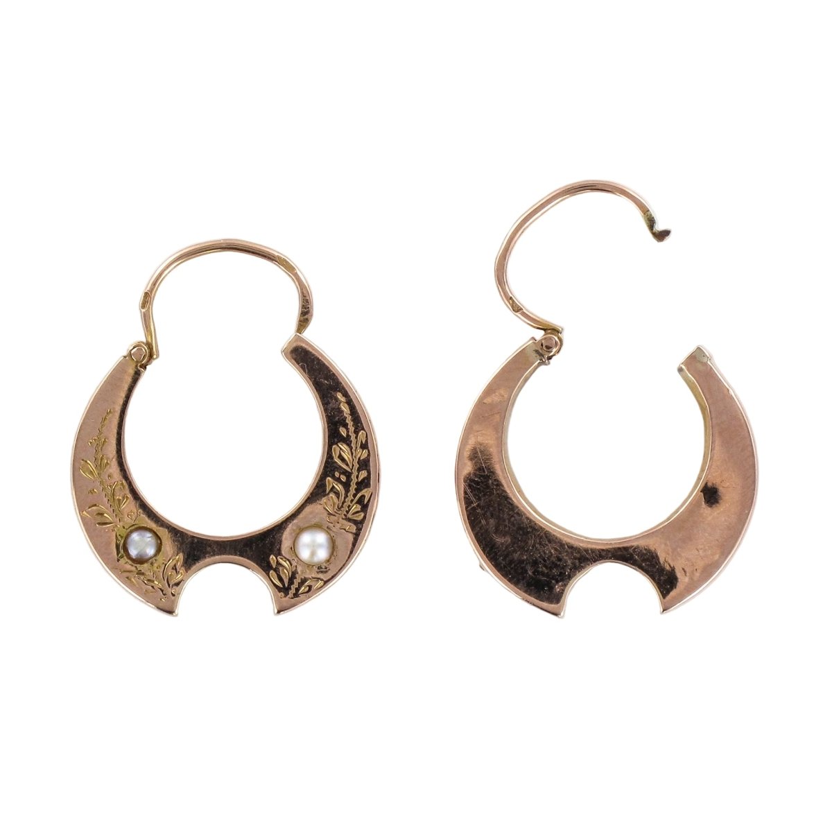 Boucles d'oreilles Créoles en or rose et perles - Castafiore