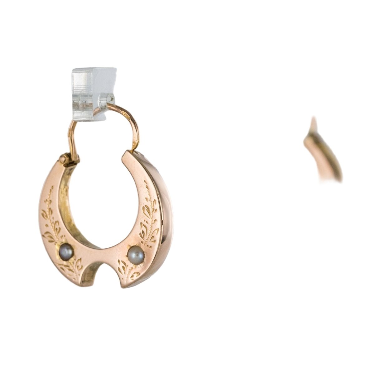 Boucles d'oreilles Créoles en or rose et perles - Castafiore