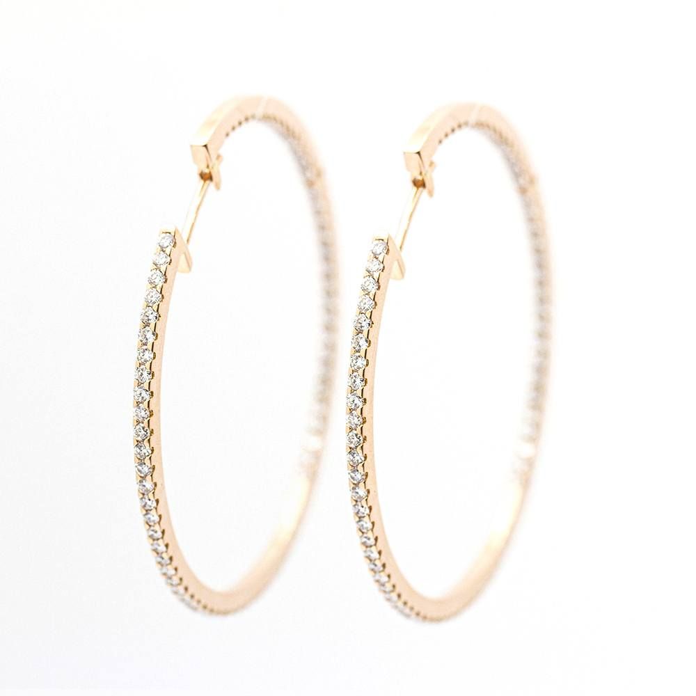 Boucles d'oreilles Créoles en or serties de diamants - Castafiore