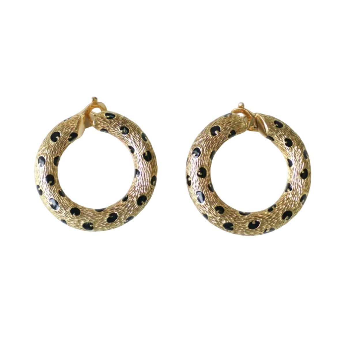 Boucles d'oreilles Créoles FRED "Pattes de Panthère" en or jaune et émail - Castafiore