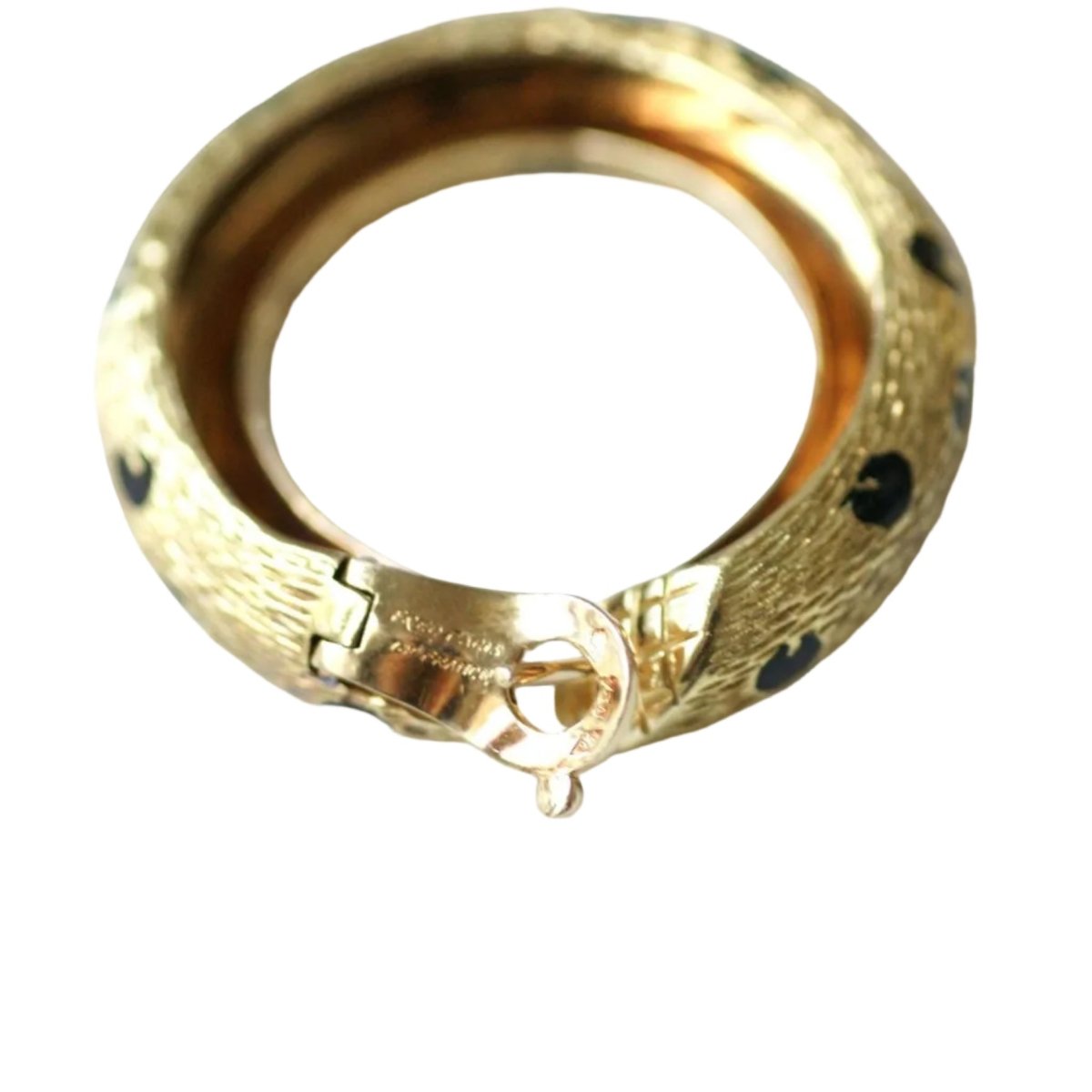 Boucles d'oreilles Créoles FRED "Pattes de Panthère" en or jaune et émail - Castafiore