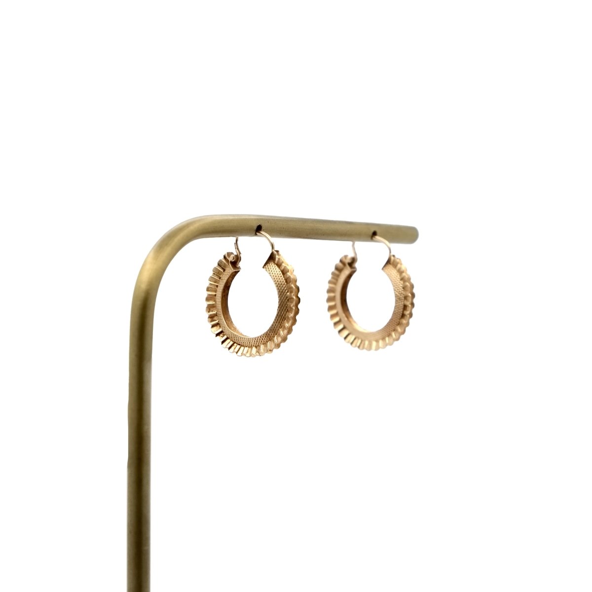 Boucles d'oreilles créoles godronnées en or jaune et or rose - Castafiore