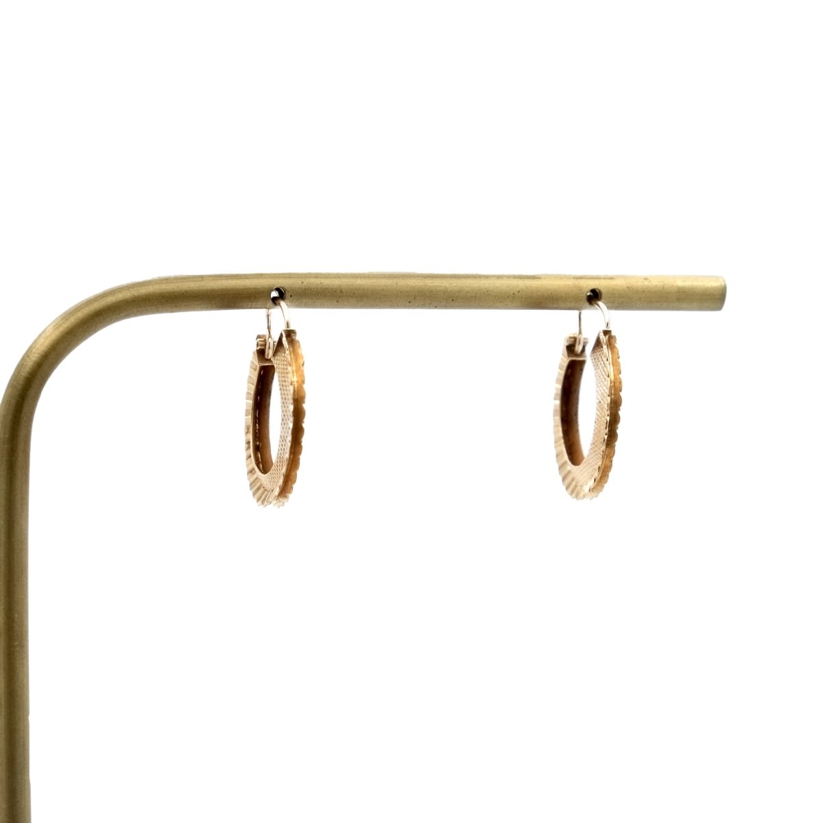 Boucles d'oreilles créoles godronnées en or jaune et or rose - Castafiore