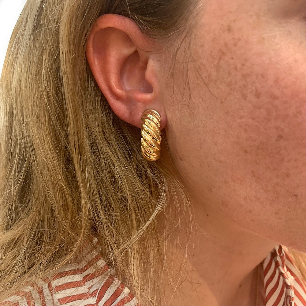 Boucles d'oreilles Créoles HERMÈS en or jaune - Castafiore