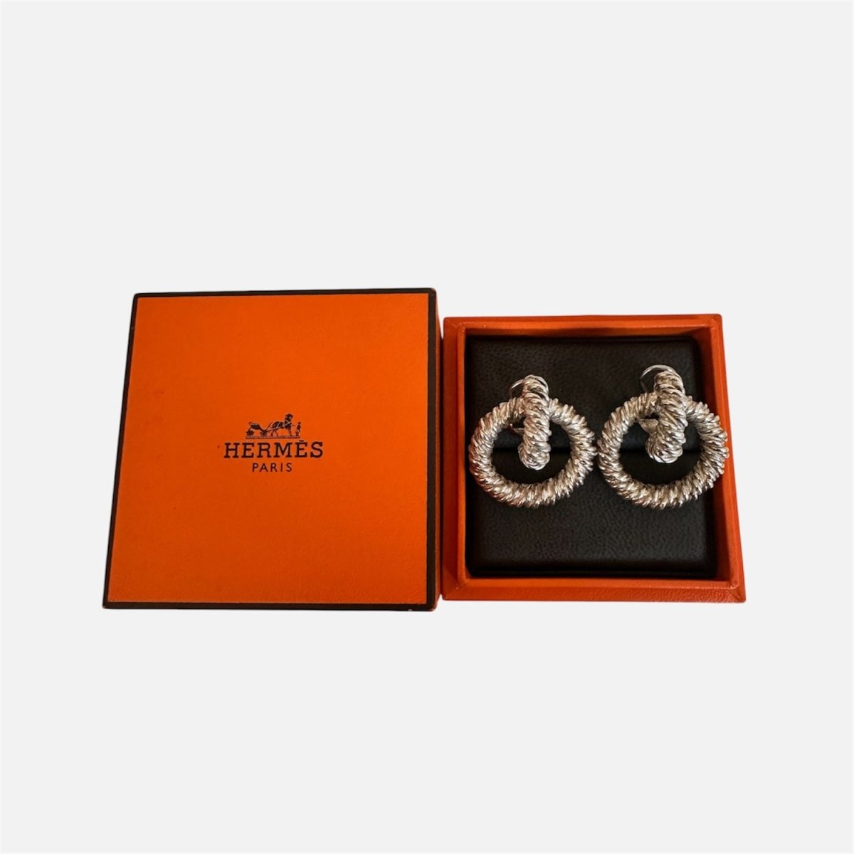 Boucles d’oreilles Créoles HERMÈS "Noeuds Marins" en argent - Castafiore