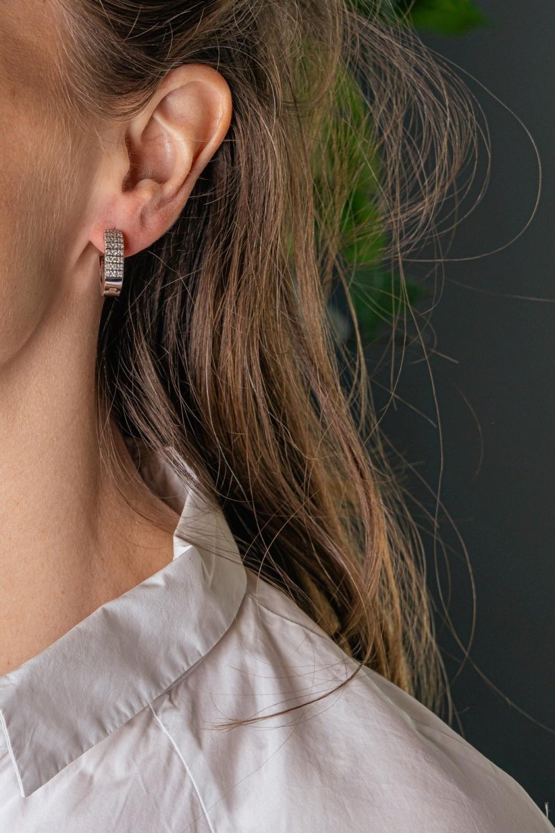 Boucles d'oreilles Créoles Or blanc Diamant - Castafiore