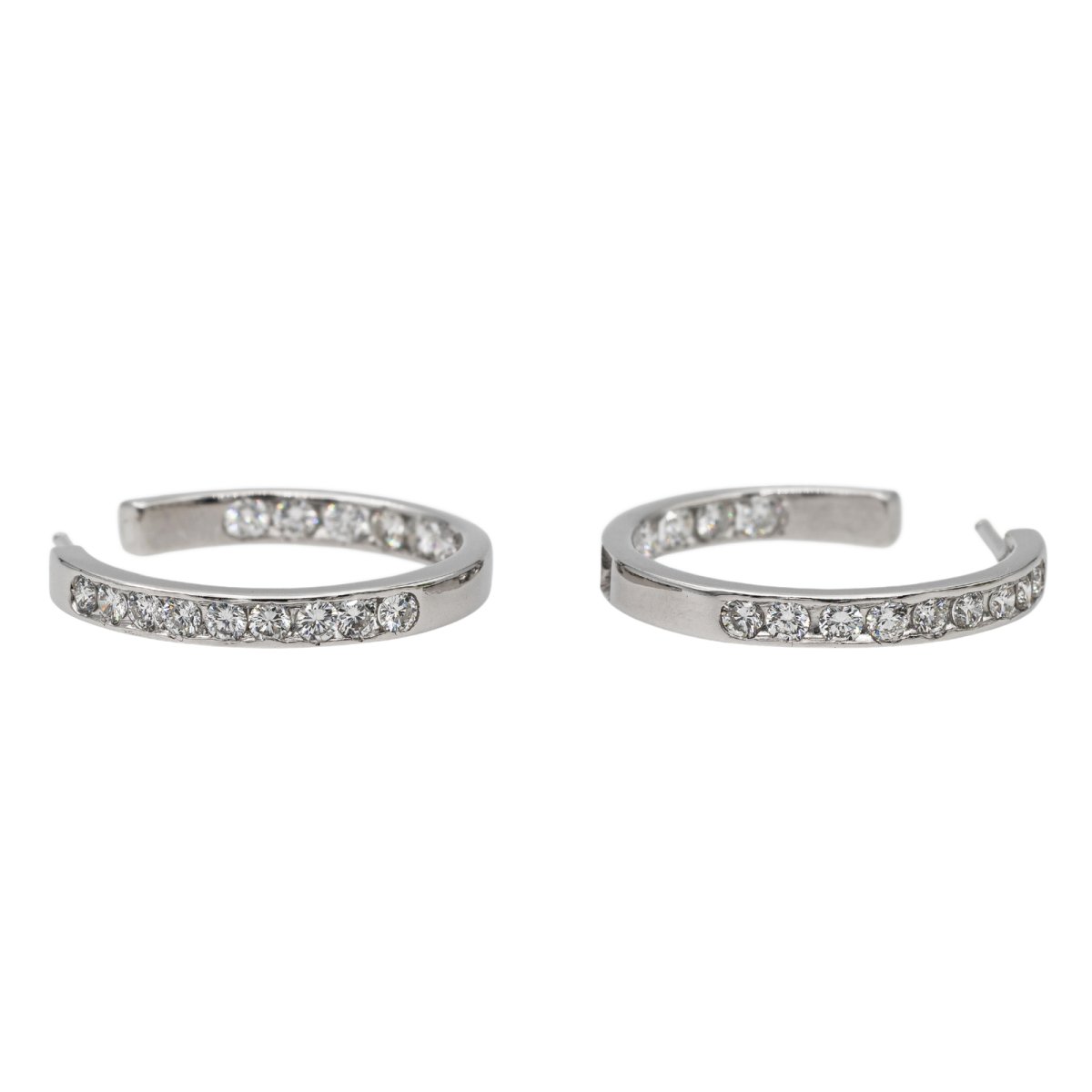 Boucles d'oreilles Créoles Or blanc Diamant - Castafiore