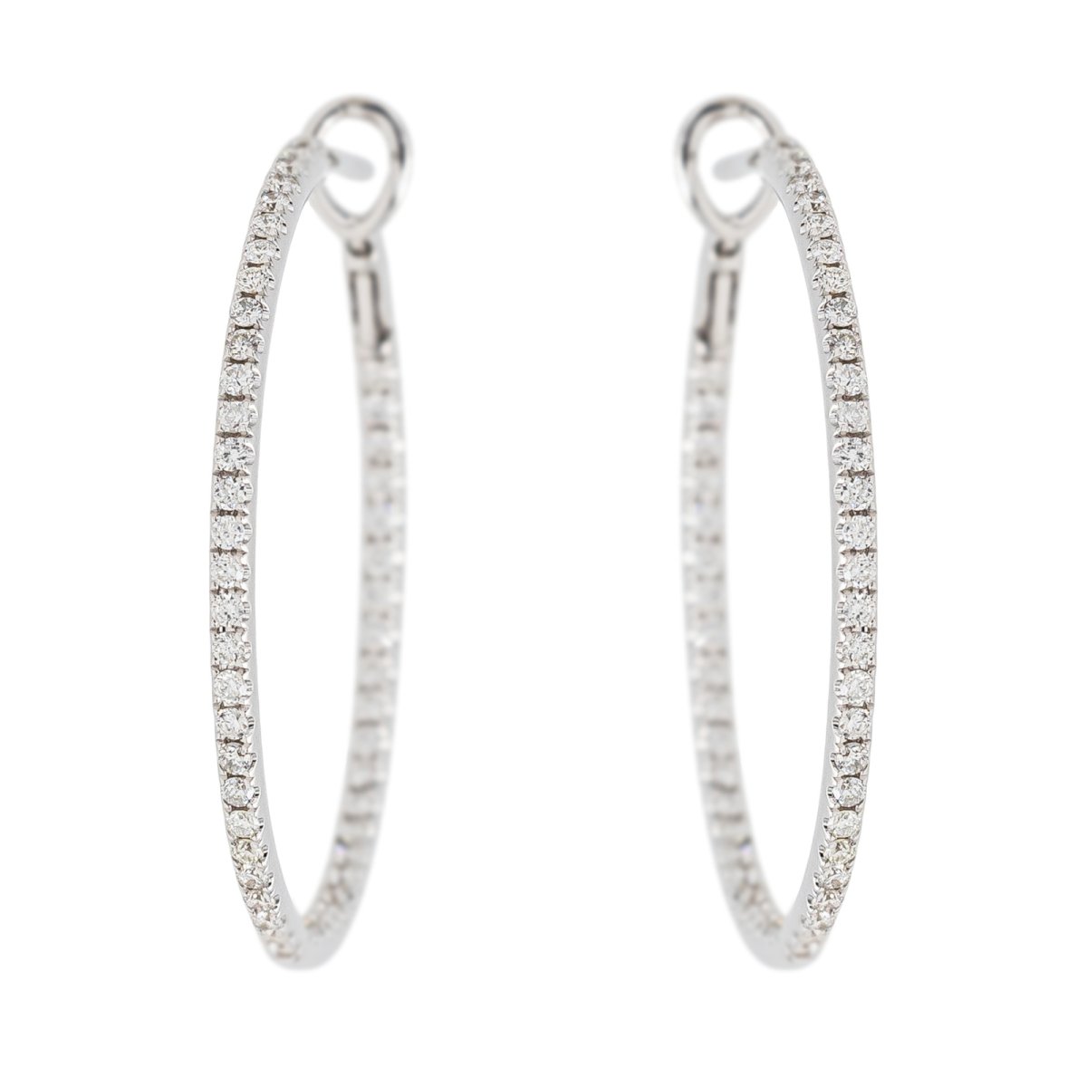 Boucles d'oreilles Créoles Or blanc Diamant - Castafiore