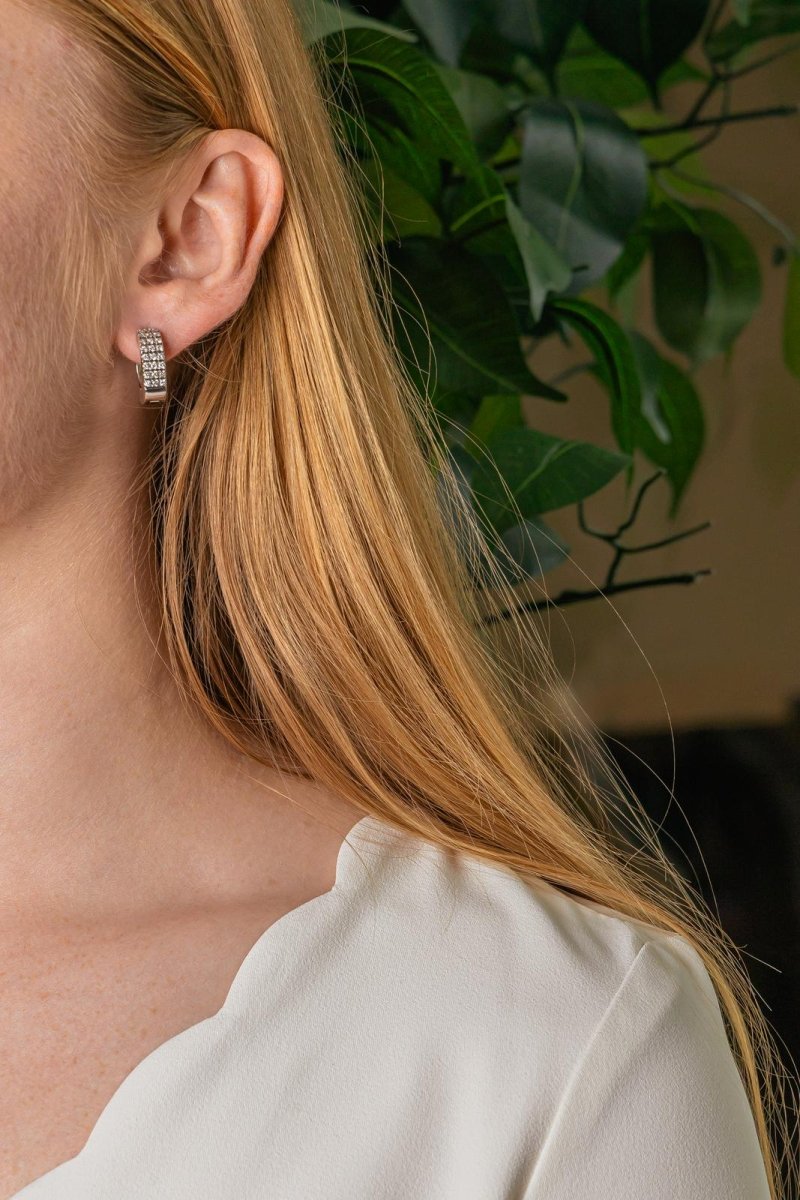 Boucles d'oreilles Créoles Or blanc Diamant - Castafiore
