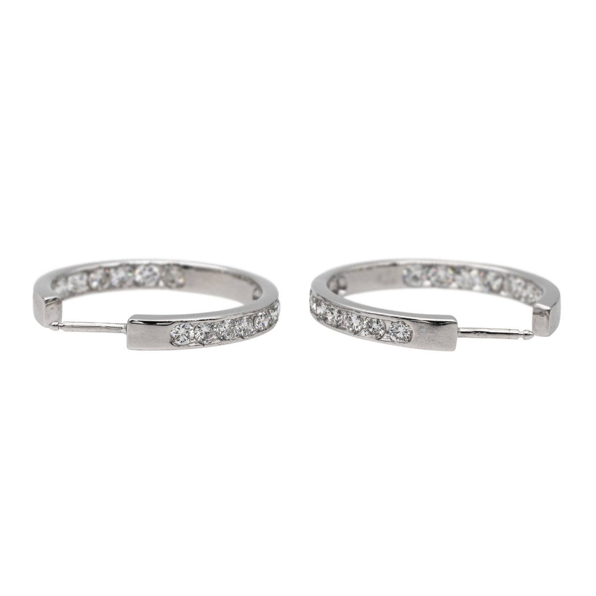 Boucles d'oreilles Créoles Or blanc Diamant - Castafiore