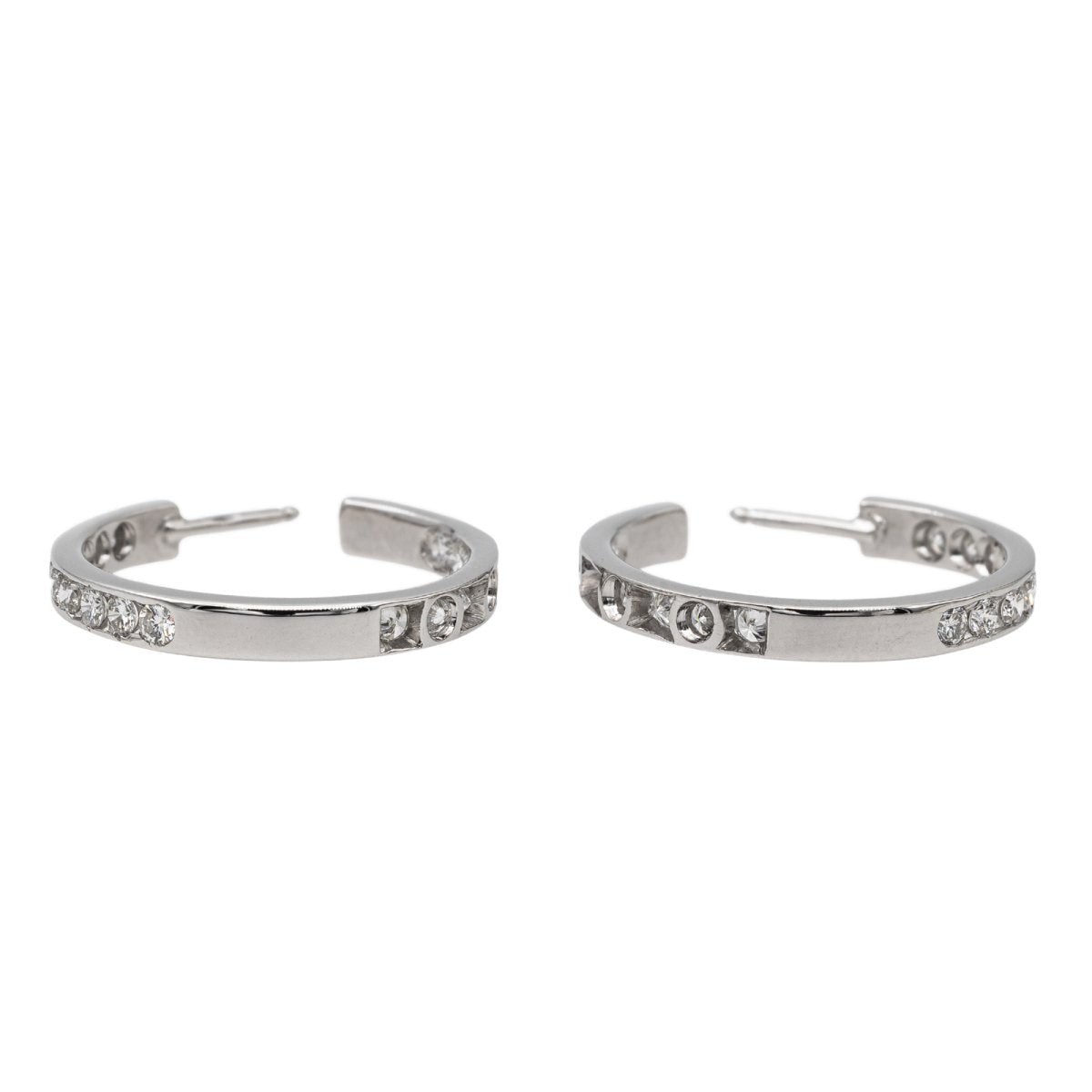 Boucles d'oreilles Créoles Or blanc Diamant - Castafiore