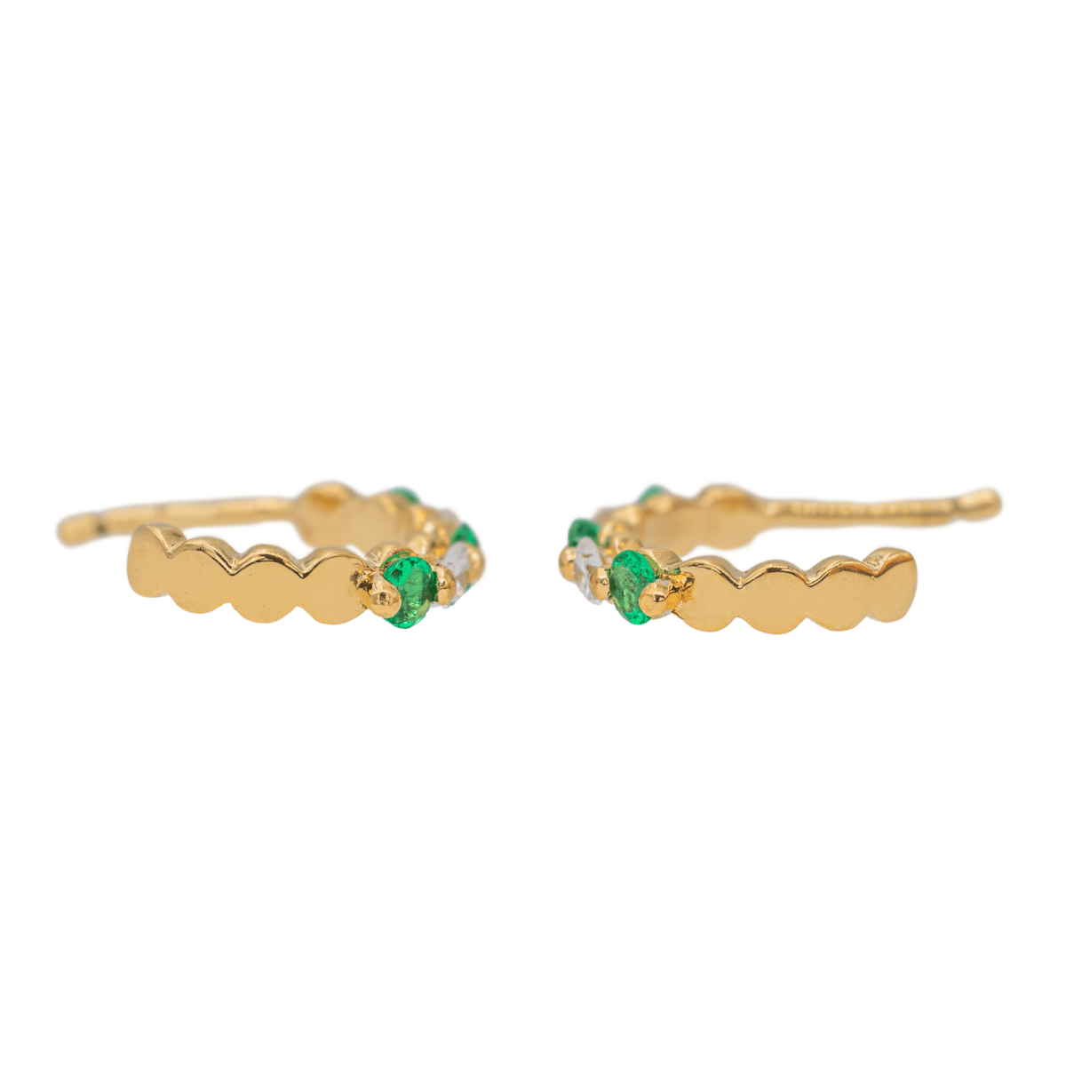 Boucles d'oreilles Créoles Or jaune Emeraude - Castafiore
