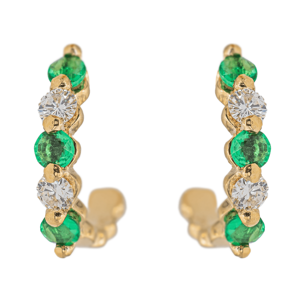 Boucles d'oreilles Créoles Or jaune Emeraude - Castafiore