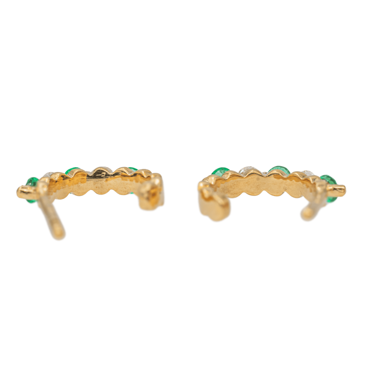 Boucles d'oreilles Créoles Or jaune Emeraude - Castafiore