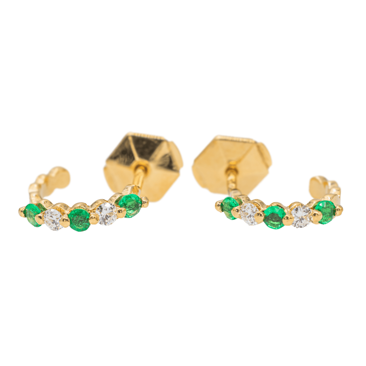 Boucles d'oreilles Créoles Or jaune Emeraude - Castafiore