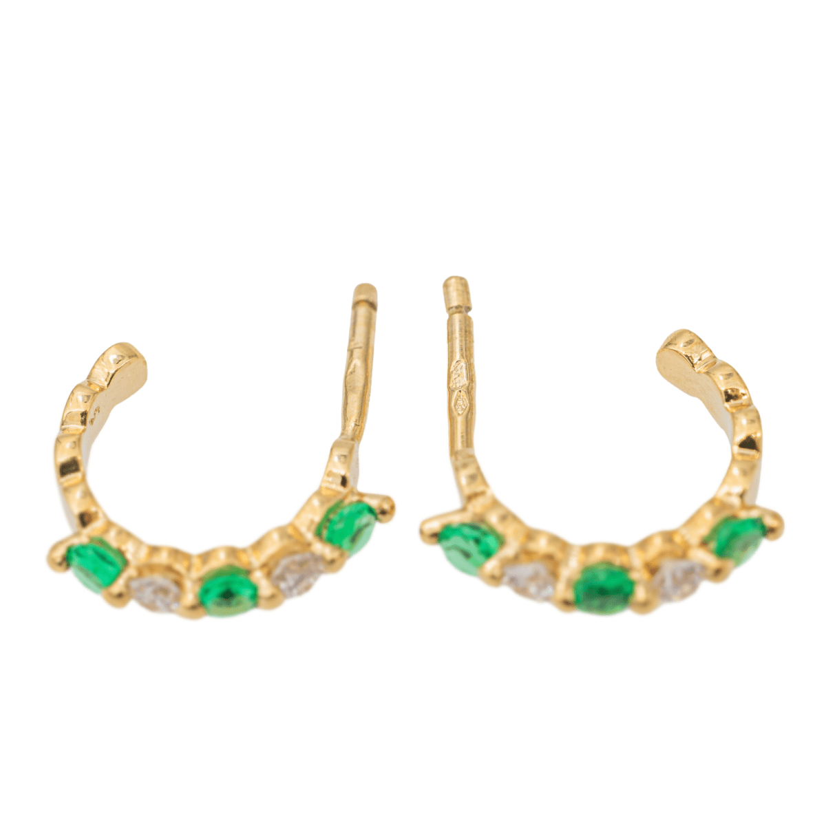 Boucles d'oreilles Créoles Or jaune Emeraude - Castafiore