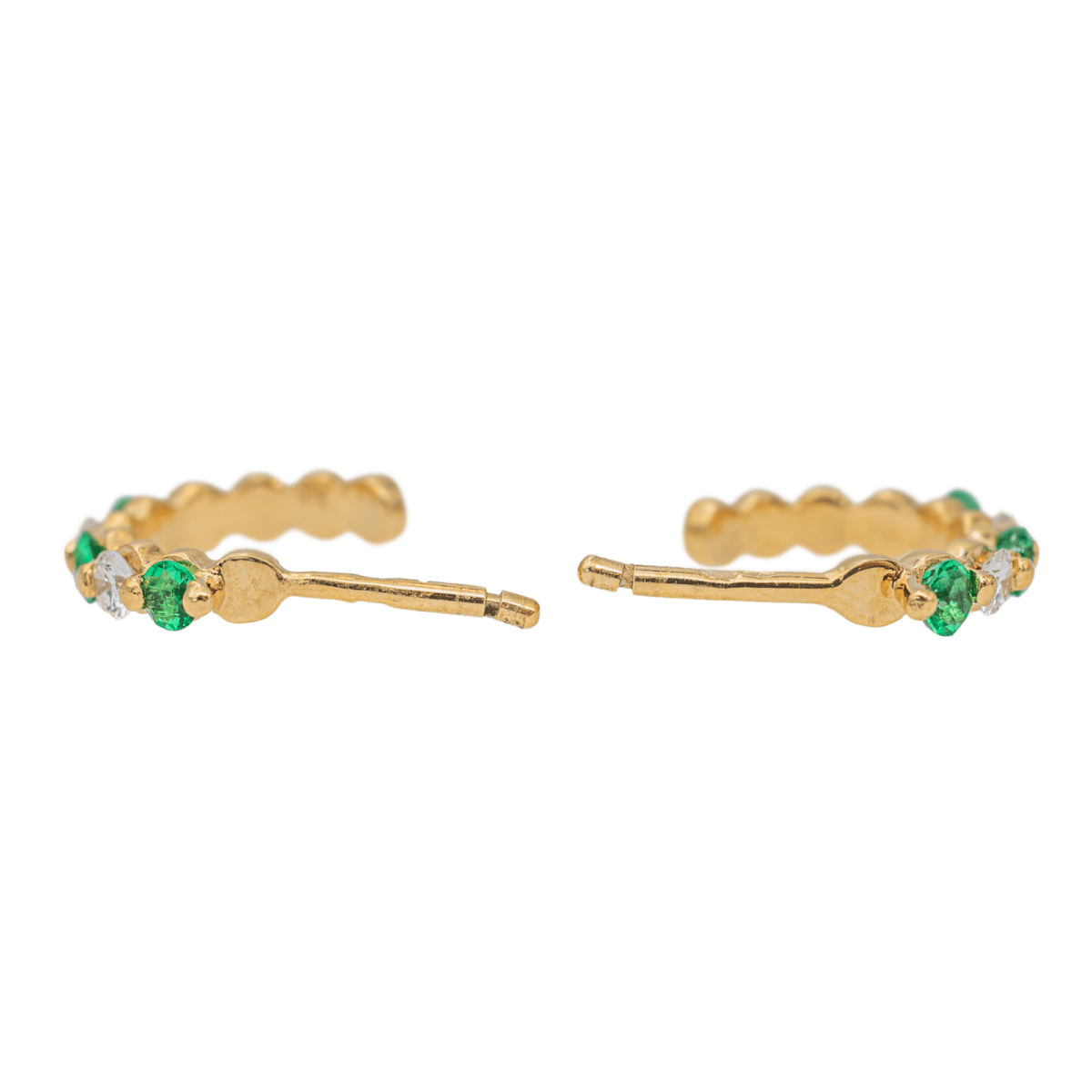 Boucles d'oreilles Créoles Or jaune Emeraude - Castafiore
