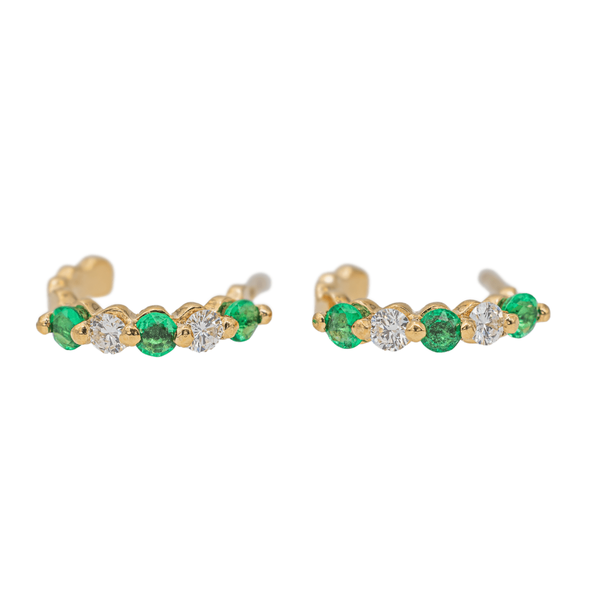 Boucles d'oreilles Créoles Or jaune Emeraude - Castafiore