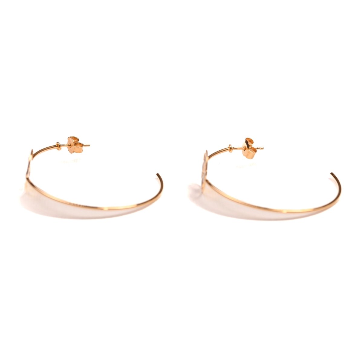 Boucles d'oreilles créoles pastilles en or jaune et onyx - Castafiore