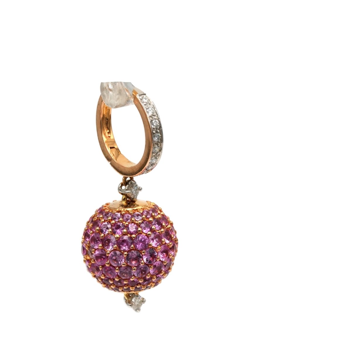 Boucles d'oreilles Créoles Pendantes en or rose, saphirs et diamants - Castafiore
