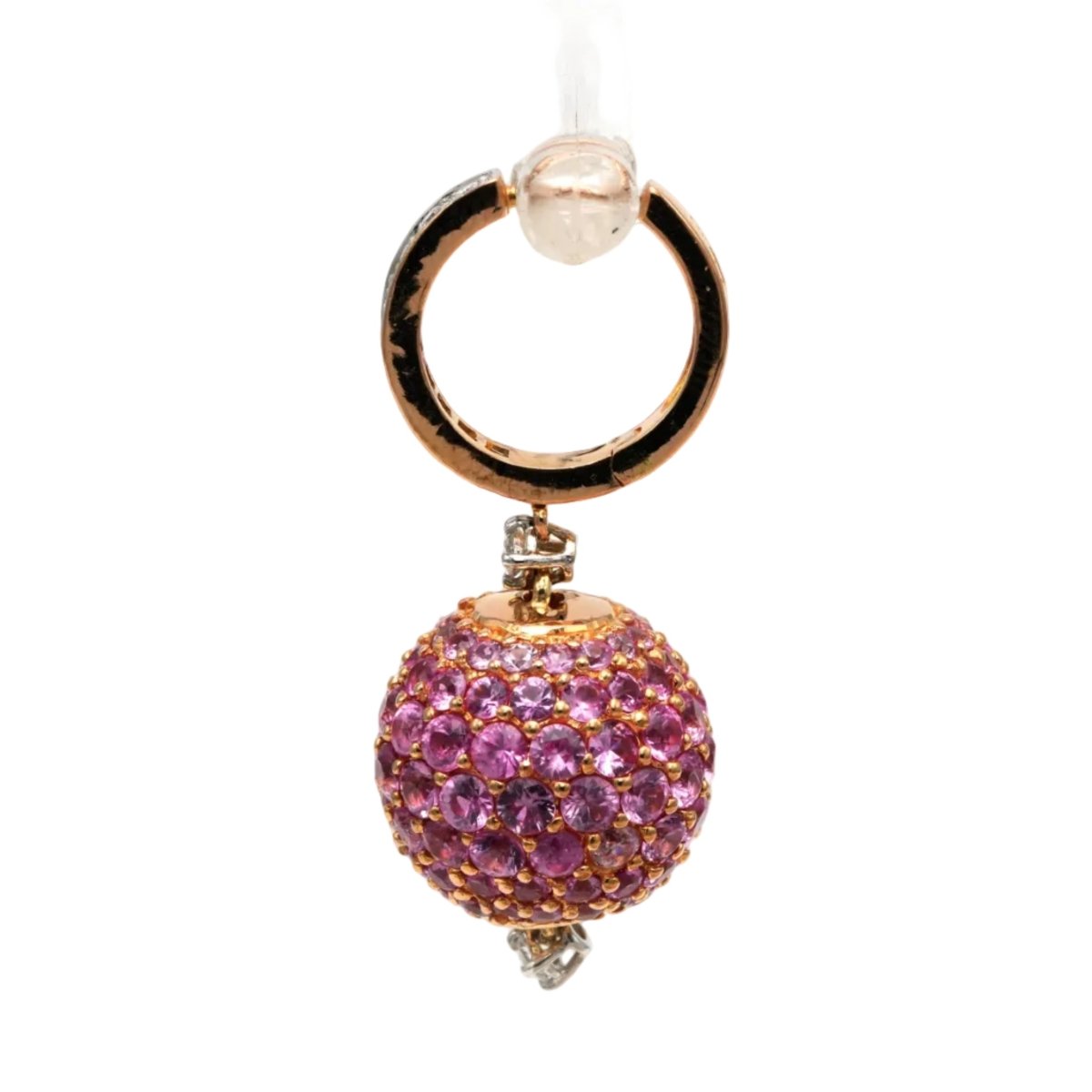 Boucles d'oreilles Créoles Pendantes en or rose, saphirs et diamants - Castafiore