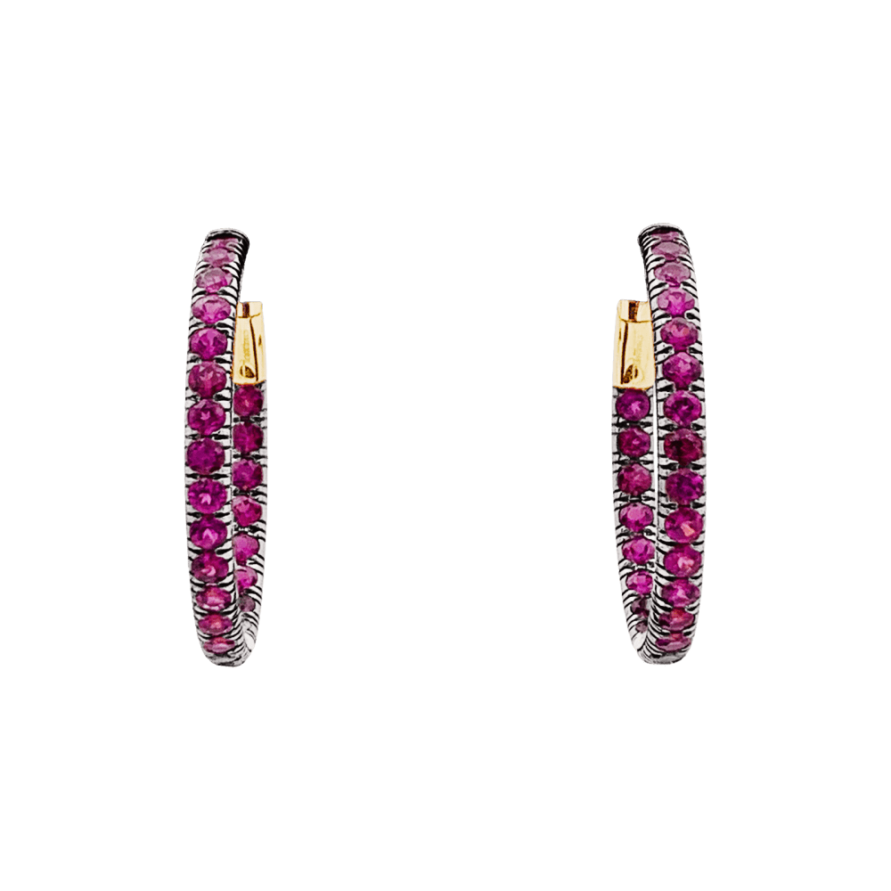 Boucles d'oreilles Créoles POMELLATO "Tango" en or jaune et saphirs - Castafiore