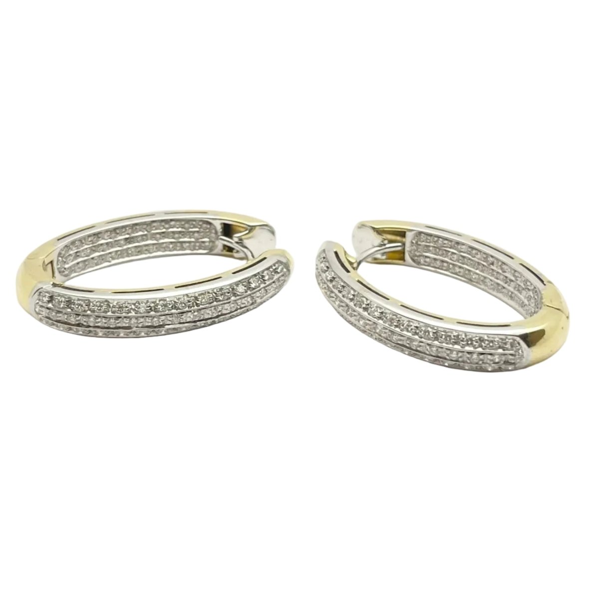 Boucles d'oreilles Créoles RECARLO en or blanc, or jaune et diamants - Castafiore