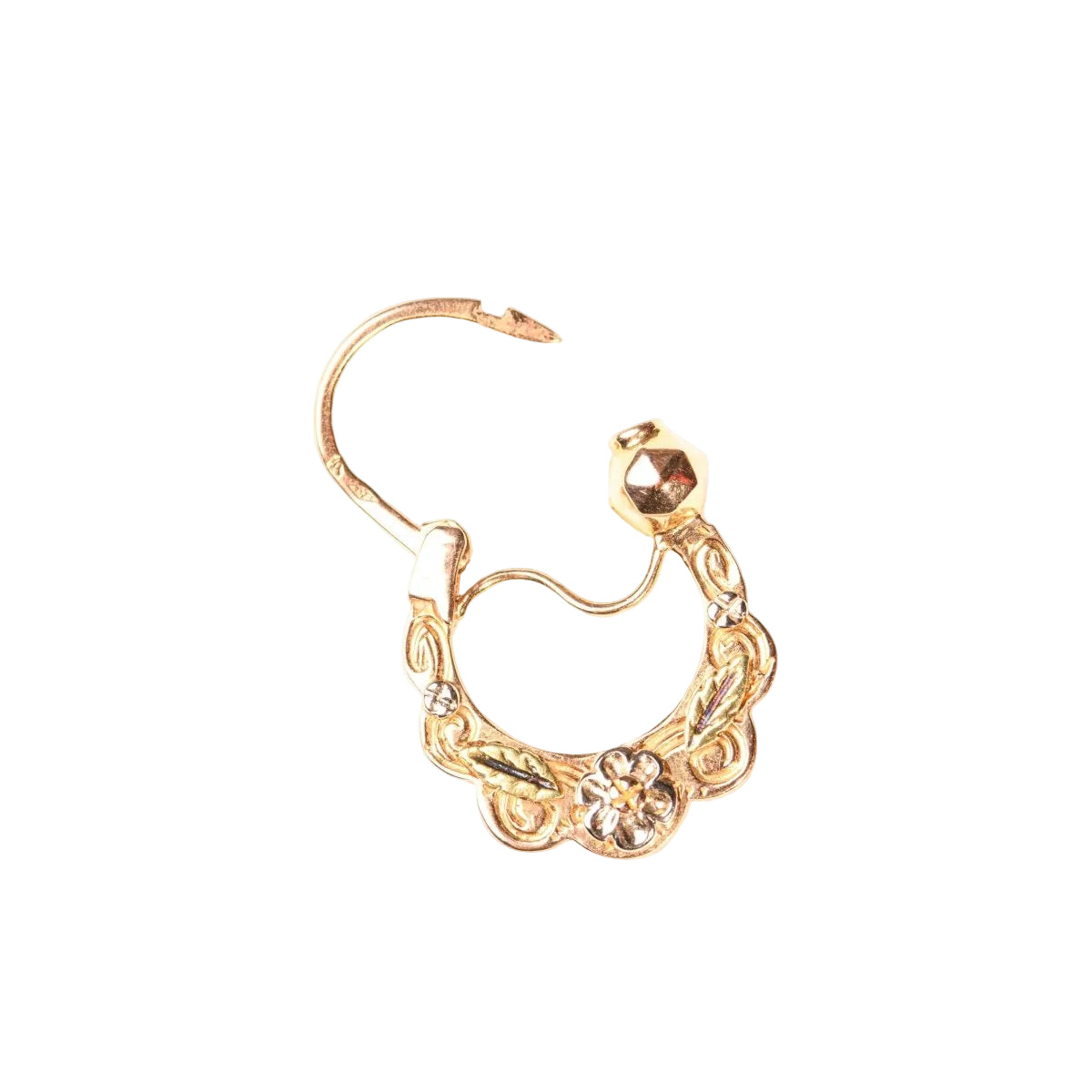 Boucles d'oreilles Créoles savoyardes à décor floral en or - Castafiore