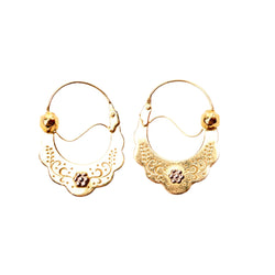 Boucles d'oreilles créoles savoyardes en or jaune et or blanc - Castafiore