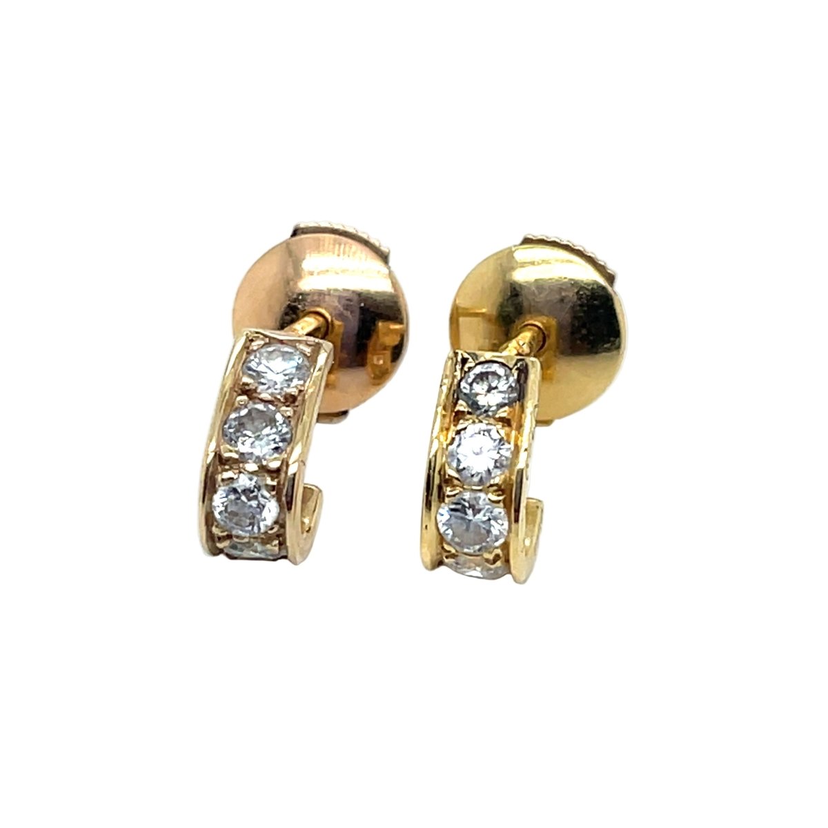 Boucles d'oreilles Créoles VAN CLEEF & ARPELS. en or jaune et diamants - Castafiore