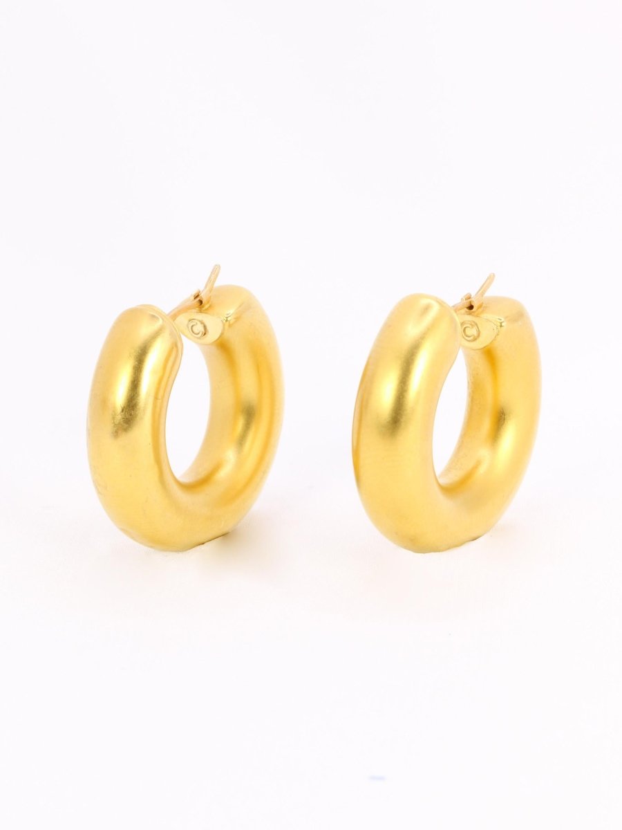 Boucles d'oreilles Créoles vintage or jaune mat - Castafiore