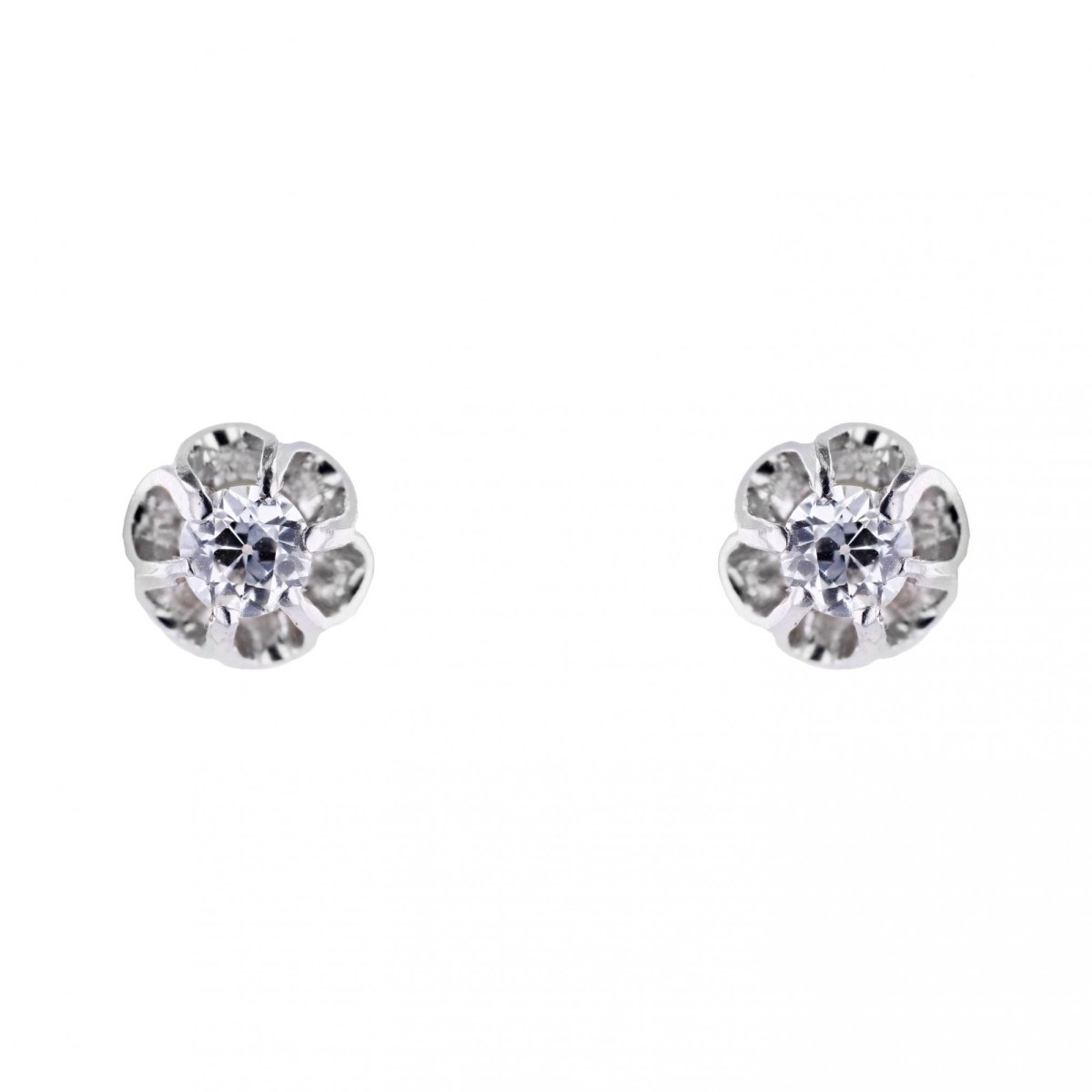 Boucles d'oreilles DAHLIA Serti en or blanc et diamants - Castafiore