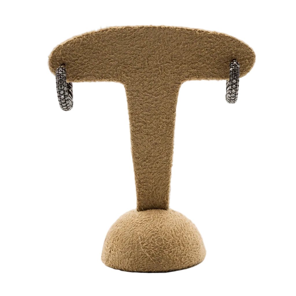 Boucles d'oreilles Créoles DAVID YURMAN en argent noirci et diamants