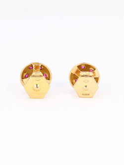 Boucles d'oreilles demi - boules or jaune rubis serti étoile - Castafiore