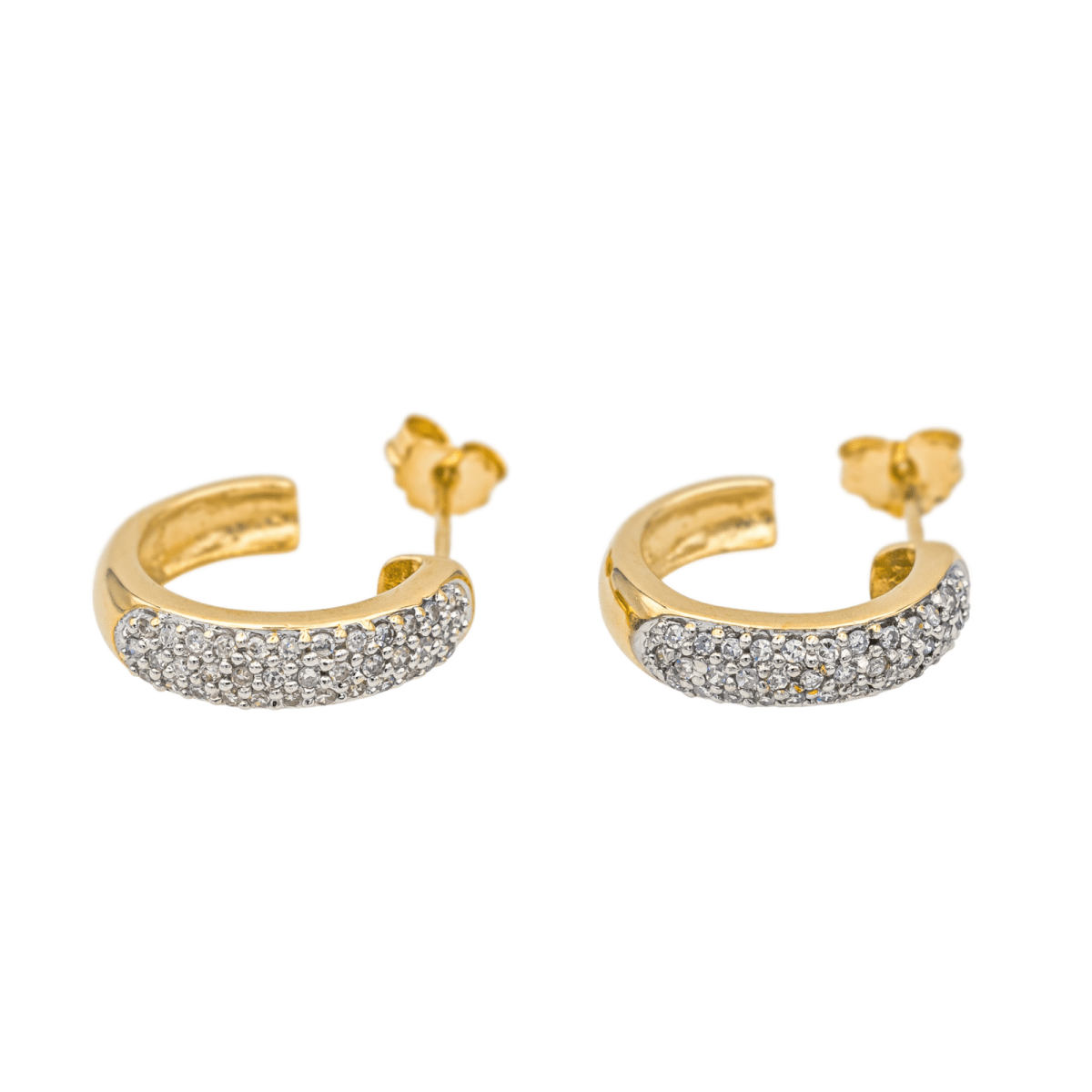 Boucles d'oreilles Demi - créoles en or jaune et diamants - Castafiore