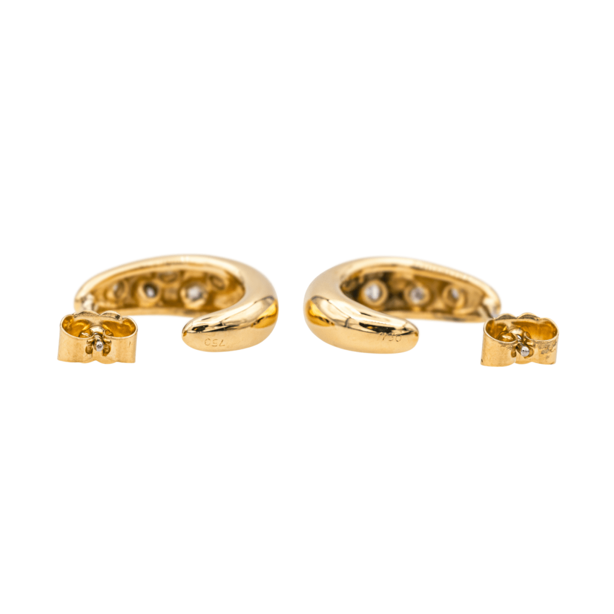 Boucles d'oreilles Demi - créoles en or jaune et diamants - Castafiore