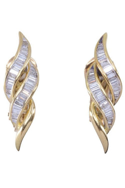 Boucles d'oreilles diamants baguettes en or jaune - Castafiore