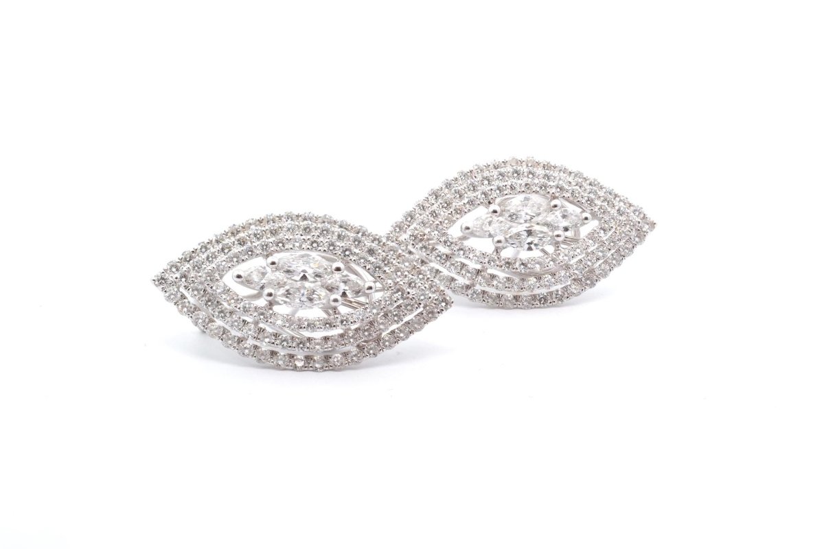 Boucles d'oreilles diamants en forme de marquise - Castafiore