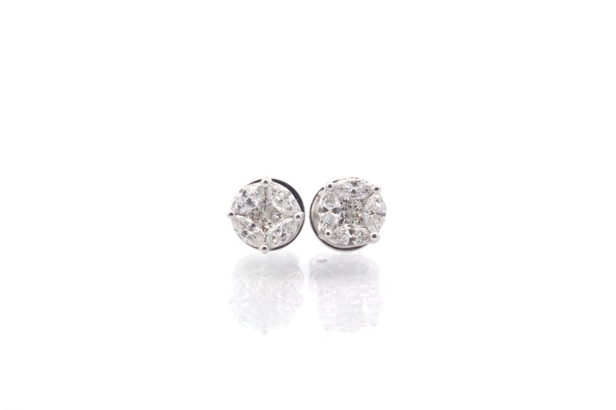 Boucles d’oreilles diamants en or blanc 18k - Castafiore