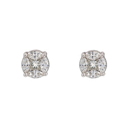 Boucles d'oreilles DIAMANTS Puces en or blanc - Castafiore