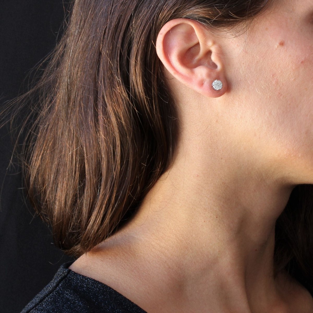 Boucles d'oreilles DIAMANTS Puces en or blanc - Castafiore